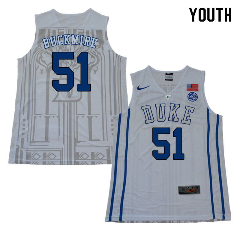 2018 Youth #51 Mike Buckmire Duke Blue Devils College Basketball Jerseys Sale-White